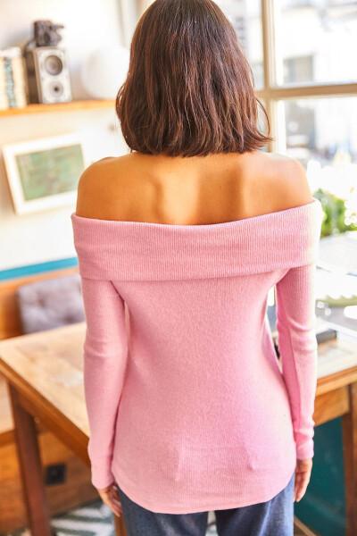 Women's Pink Madonna Neckline Thistle Corset Blouse BLZ-19000615 - 5