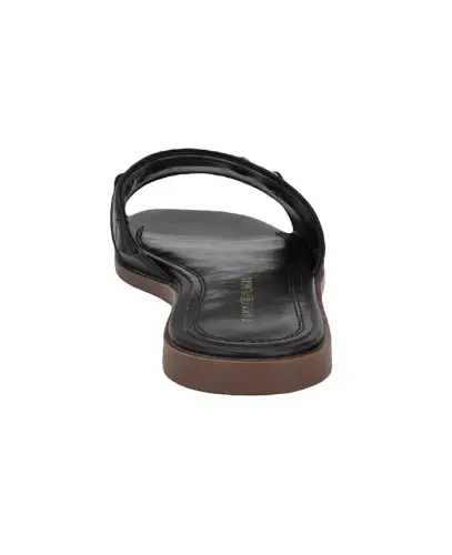 Women's Pipper Logo Flat Slide Sandals - Black - 3