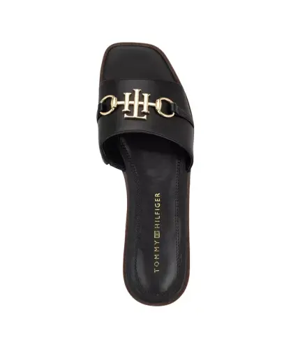 Women's Pipper Logo Flat Slide Sandals - Black - 4