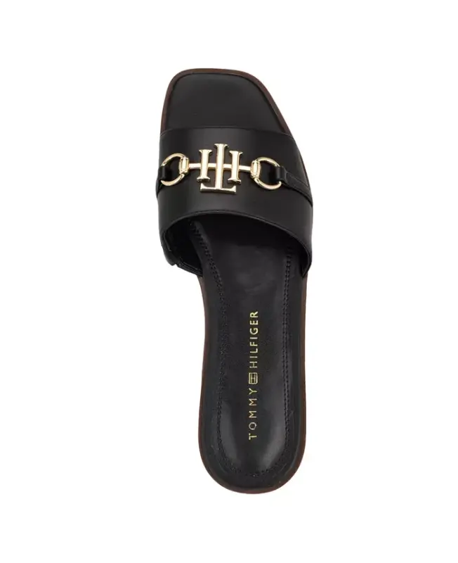 Women's Pipper Logo Flat Slide Sandals - Black - 4