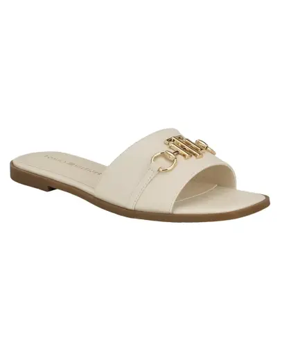 Women's Pipper Logo Flat Slide Sandals - Ivory 