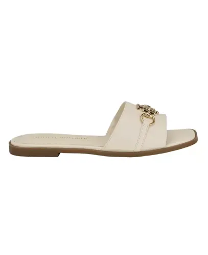 Women's Pipper Logo Flat Slide Sandals - Ivory - TOMMY HILFIGER (1)