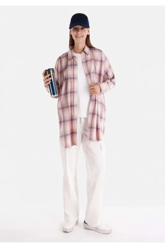 Women's plaid, multi-colored, long-sleeved, regular fit shirt. - 3