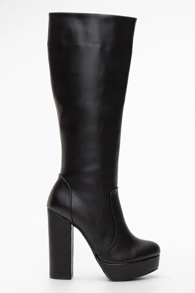 Women's Platform Knee-High Boots Black - LİLLA (1)