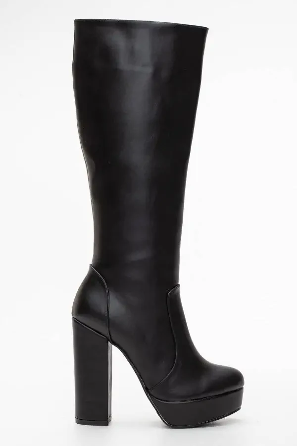 Women's Platform Knee-High Boots Black - 2