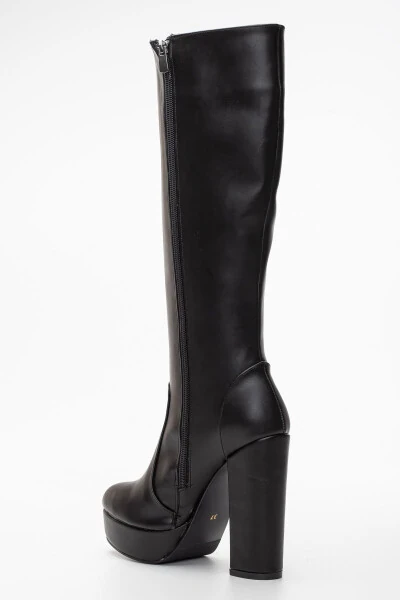 Women's Platform Knee-High Boots Black - 4