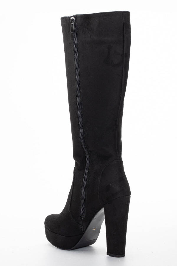 Women's Platform Knee-High Boots Black Suede - 5