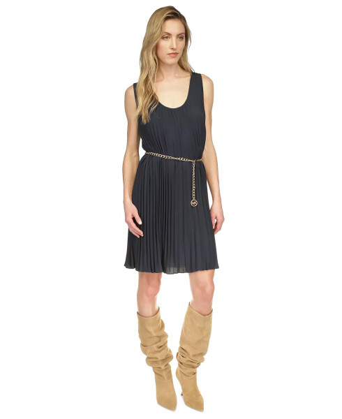 Women's Pleated Belted Tank Dress Admiral - 1