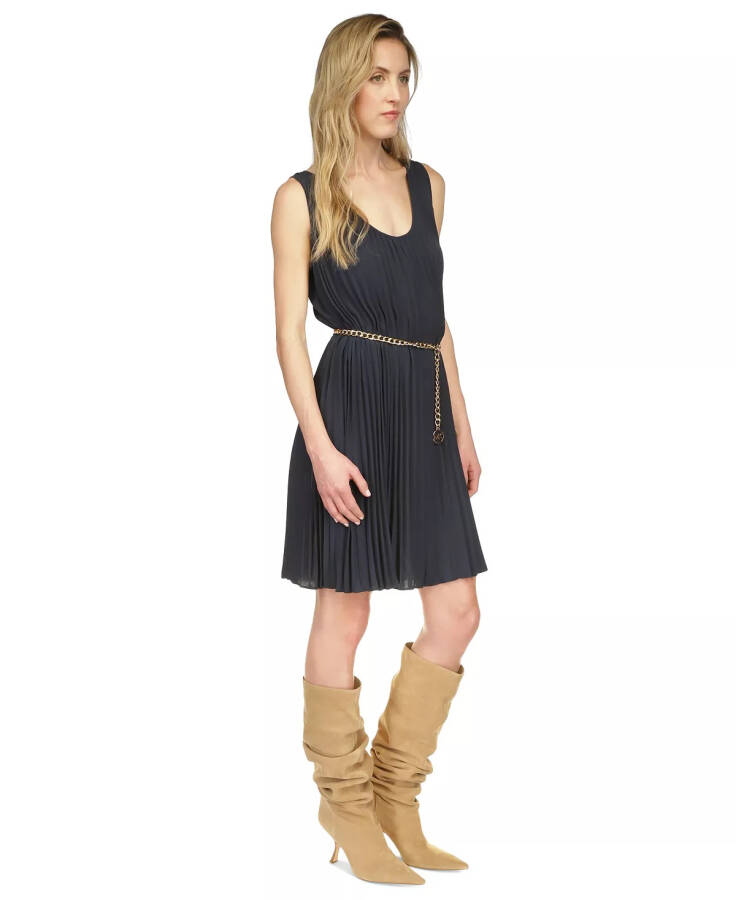 Women's Pleated Belted Tank Dress Admiral - 4