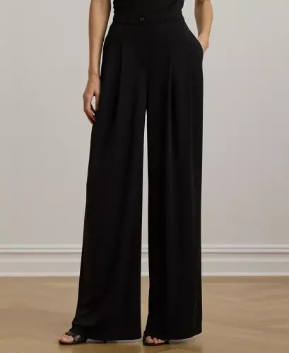 Women's Pleated Stretch Jersey Wide-Leg Pants, Regular & Petite - 2