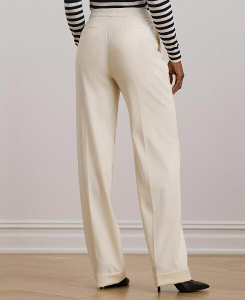 Women's Pleated Wool Twill Straight Pants Mascarpone Cream - 3