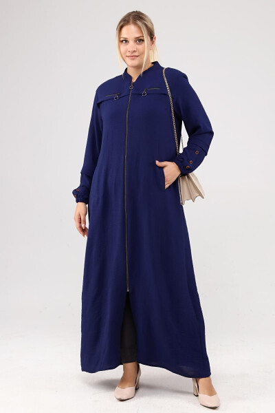 Women's Plus Size Ayrobin Abaya with Zipper and Full Length - 8