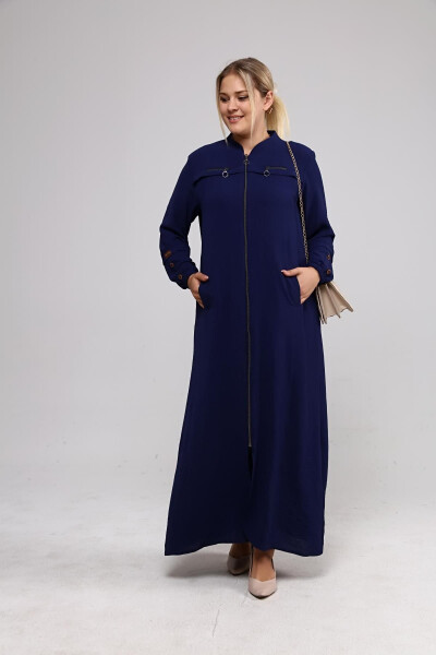 Women's Plus Size Ayrobin Abaya with Zipper and Full Length - 13