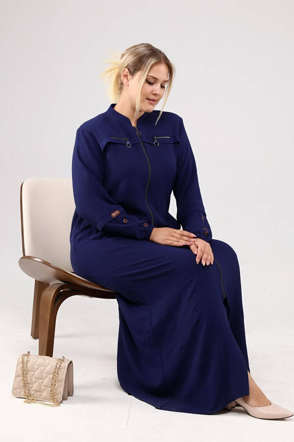 Women's Plus Size Ayrobin Abaya with Zipper and Full Length - 5