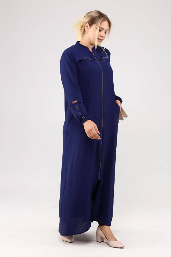 Women's Plus Size Ayrobin Abaya with Zipper and Full Length - 7