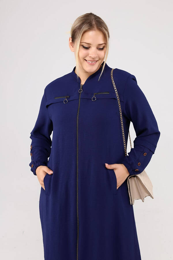 Women's Plus Size Ayrobin Abaya with Zipper and Full Length - 17