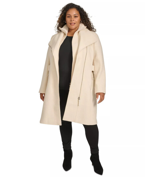 Womens Plus Size Belted Asymmetric Wrap Coat, Created for Modazone Nude - 7