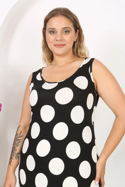 Women's Plus Size Black and White Polka Dot Strapless Dress - 5