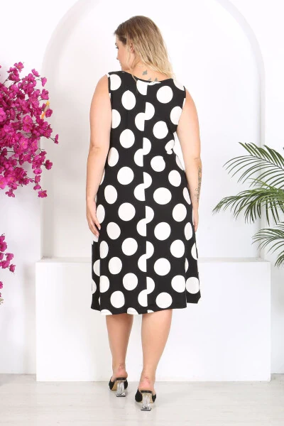 Women's Plus Size Black and White Polka Dot Strapless Dress - 6