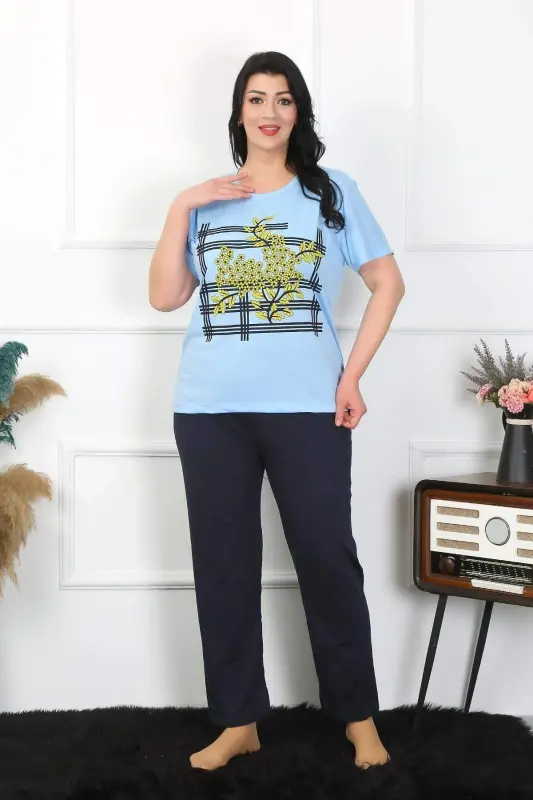 Women's Plus Size Blue Pajama Set 202402 - 1