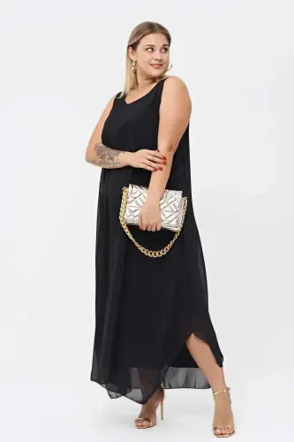 Women's Plus Size Casual Chiffon Evening Dress KL7019 Black - 3