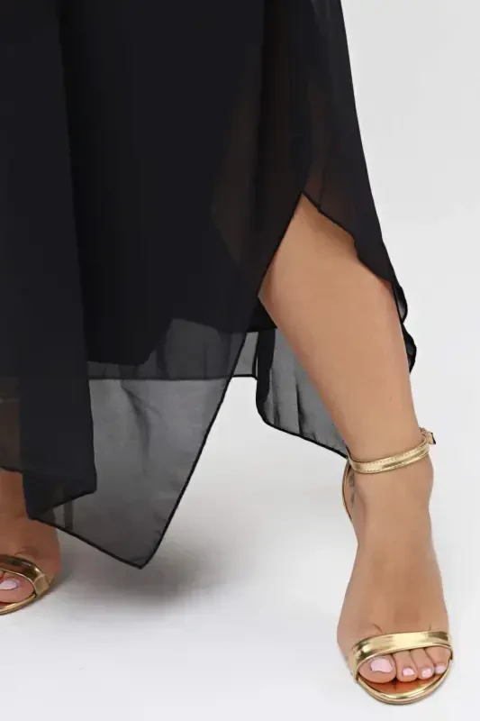 Women's Plus Size Casual Chiffon Evening Dress KL7019 Black - 8