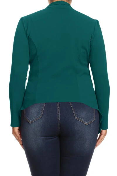 Women's Plus Size Casual Long Sleeve Open Front Solid Office Workwear Blazer Jacket - 3
