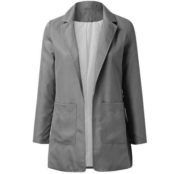 Women's Plus Size Casual Solid Long Blazers Open Front Long Sleeve Lapel Pocket Work Office Blazer Jackets Business Blazer Oversized Cardigan Overcoat Suit - 13