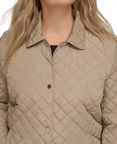 Womens Plus Size Collared Quilted Coat Birch - 4