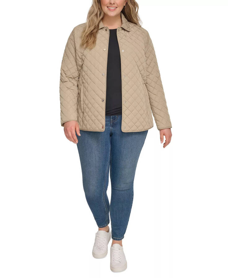 Womens Plus Size Collared Quilted Coat Birch - 5