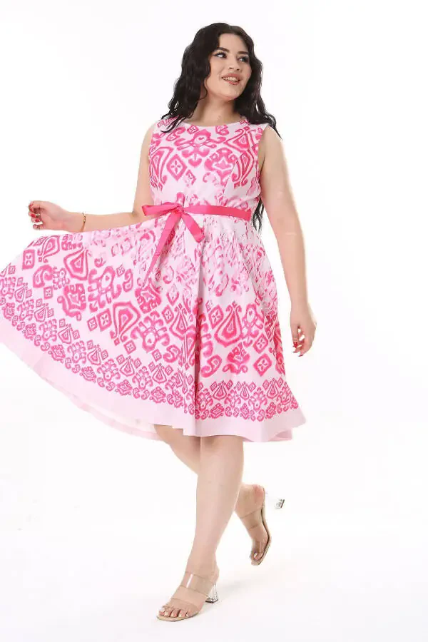 Women's Plus Size Colored Back Hidden Zipper Dress 65N38154 - 9