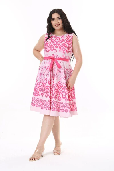 Women's Plus Size Colored Back Hidden Zipper Dress 65N38154 - 10