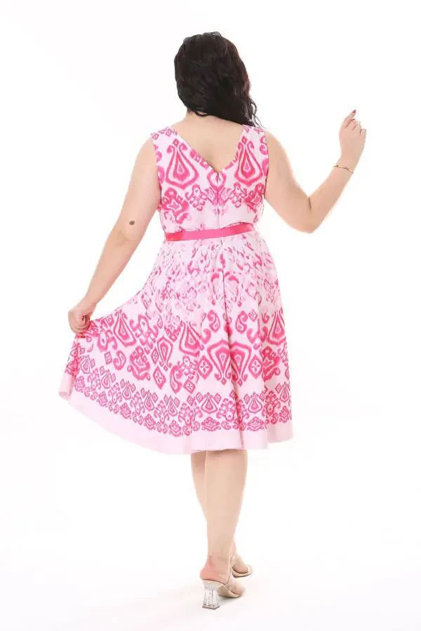 Women's Plus Size Colored Back Hidden Zipper Dress 65N38154 - 14