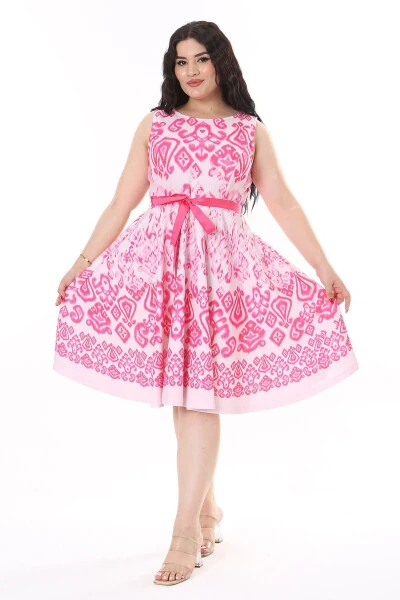 Women's Plus Size Colored Back Hidden Zipper Dress 65N38154 - 15