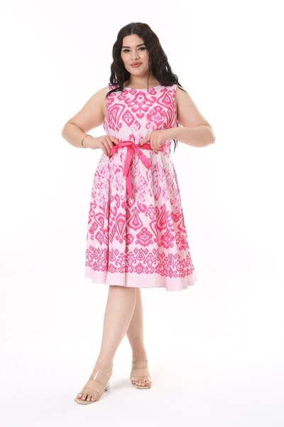 Women's Plus Size Colored Back Hidden Zipper Dress 65N38154 - 4