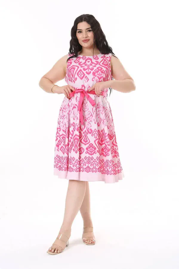 Women's Plus Size Colored Back Hidden Zipper Dress 65N38154 - 4