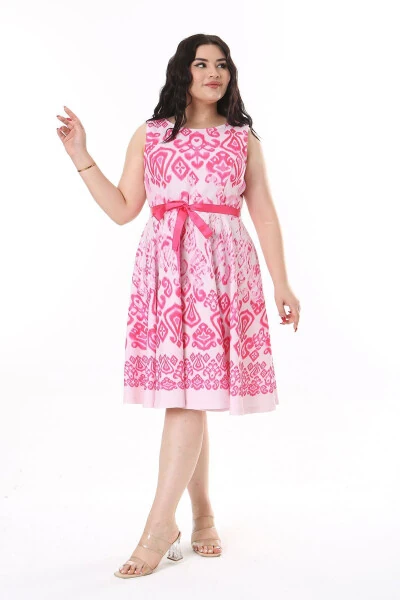 Women's Plus Size Colored Back Hidden Zipper Dress 65N38154 - 5