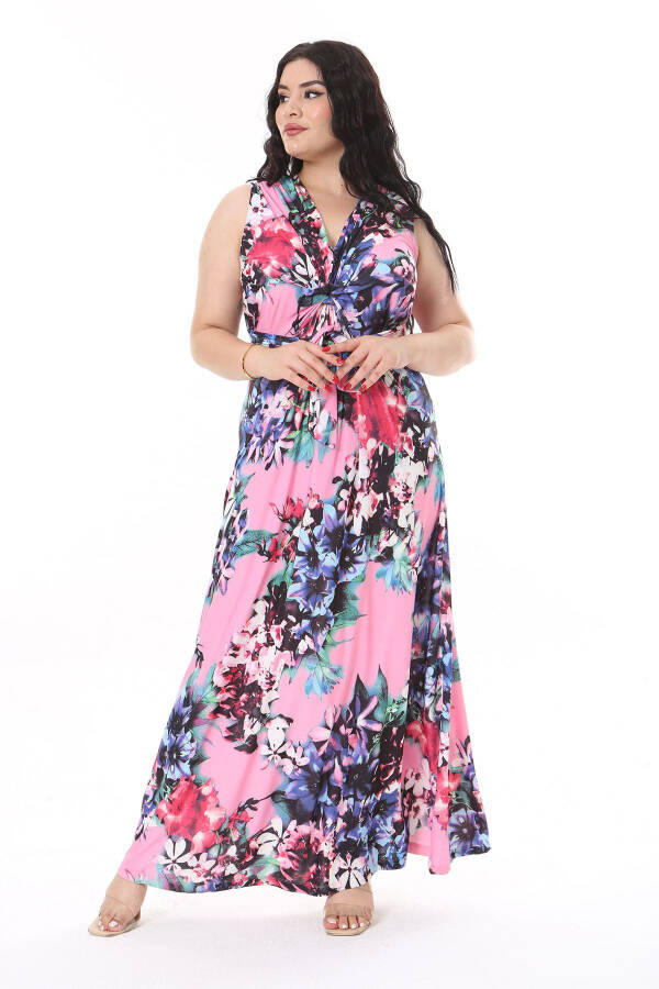 Women's Plus Size Colorful Bust Ruched Detail Long Dress 65N38153 - 12