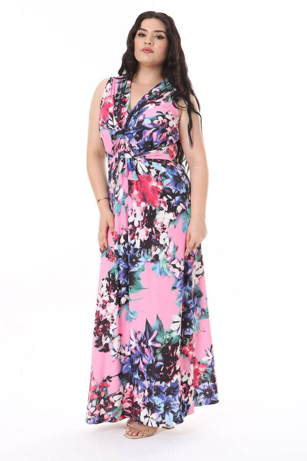 Women's Plus Size Colorful Bust Ruched Detail Long Dress 65N38153 - 14