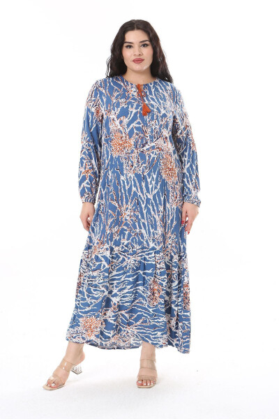 Women's Plus Size Colorful Woven Viscose Long Sleeve Dress 65N38175 - 10