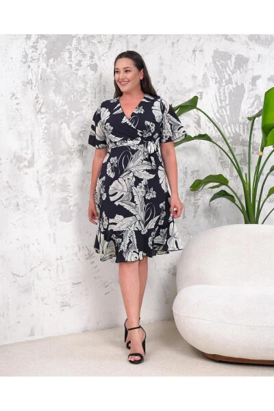 Women's Plus Size Designer Midi Chiffon Dress - PATİSPANYA