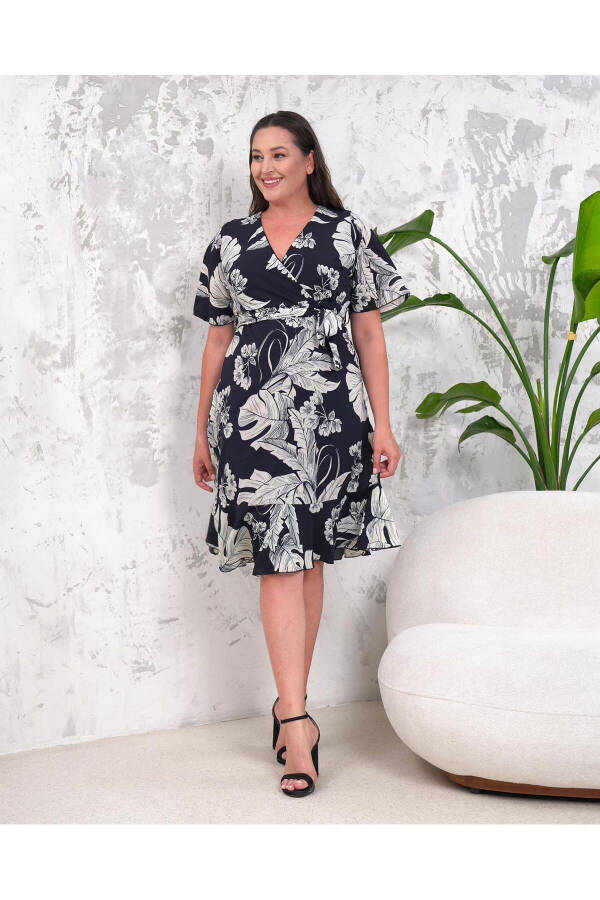 Women's Plus Size Designer Midi Chiffon Dress - 1