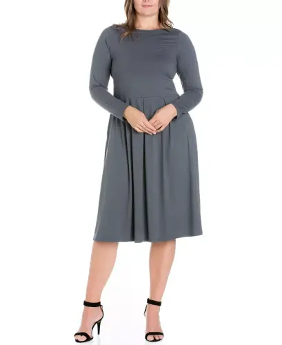 Women's Plus Size Fit and Flare Midi Dress 