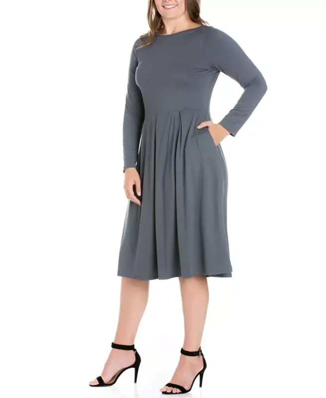 Women's Plus Size Fit and Flare Midi Dress - 2