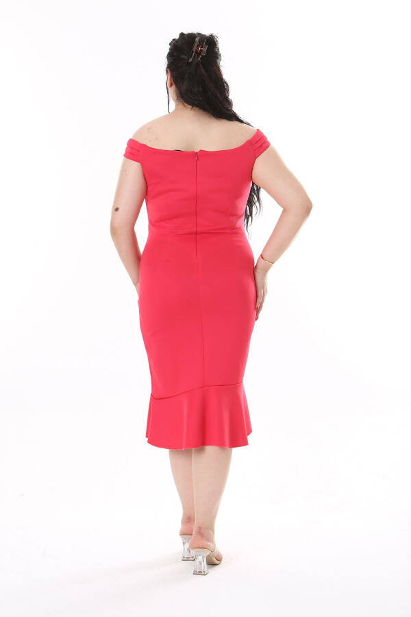 Women's Plus Size Fuchsia Belted Draped Back Hidden Zipper Dress 65N38167 - 13