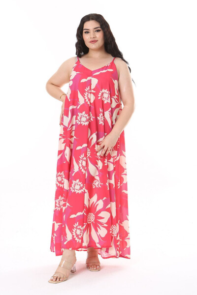 Women's Plus Size Fuchsia Strapless Long Crepe Dress 65N38164 - 13