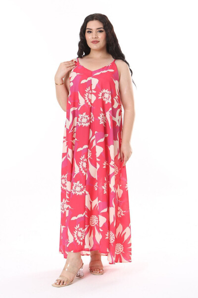 Women's Plus Size Fuchsia Strapless Long Crepe Dress 65N38164 - 14