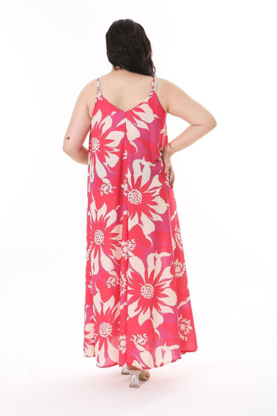 Women's Plus Size Fuchsia Strapless Long Crepe Dress 65N38164 - 15