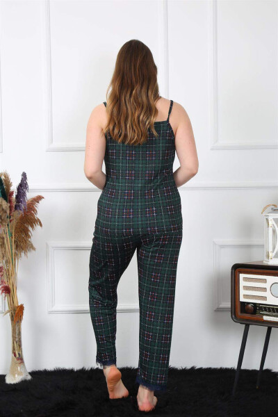 Women's Plus Size Green Plaid Spaghetti Strap Pajama Set 202197 - 10