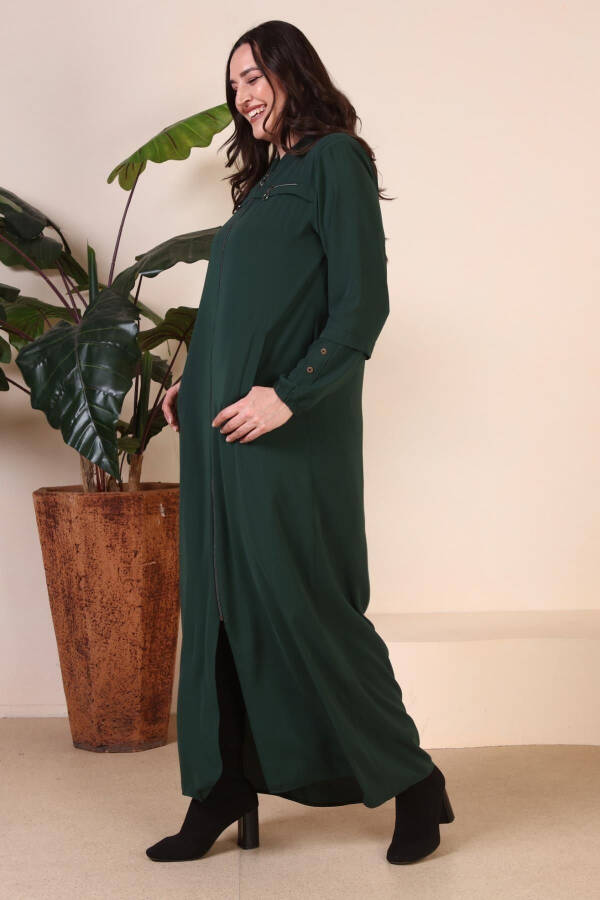 Women's Plus Size Kaftan Dress with Button Detail Sleeves for Summer - 13